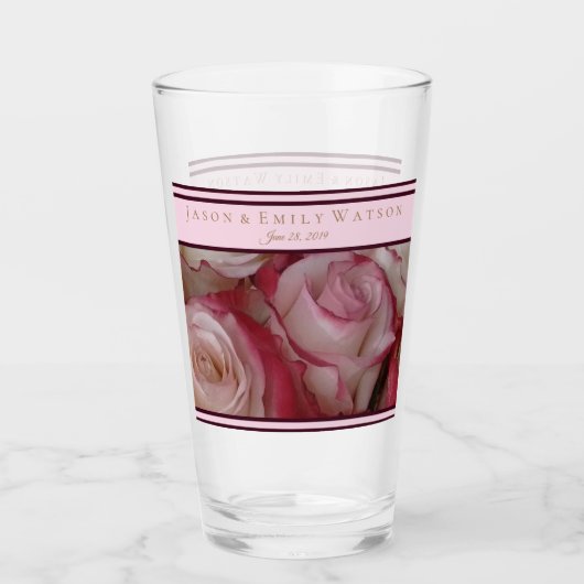 Mariage Favor Verre Blanc-Rose-Rose Accents de vin (Devant)