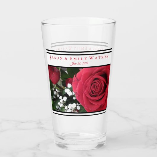 Mariage Favor Verre Roses Rouges (Dos)