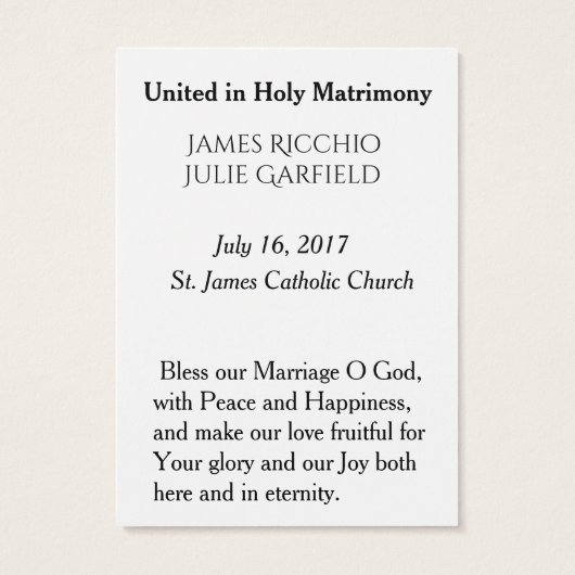 Mariage Favoriser Carte Sainte Mariée Mariée Marie (Dos)