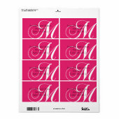 Mariage Favoriser Étiquette rose Monogramme M (Feuille entière)