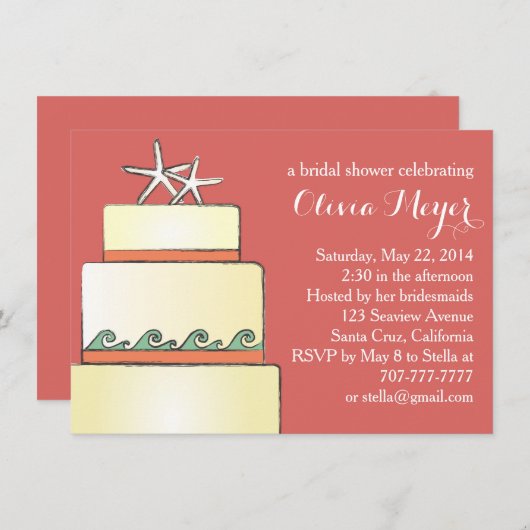 Mariage Fête de l'mariée d'écrevisse Invitation Co (Devant / Derrière)