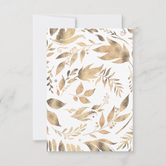Mariage Feuille blanc et or RSVP (Dos)