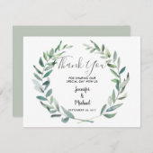 Mariage feuille carte de remerciements botanique (Devant / Derrière)
