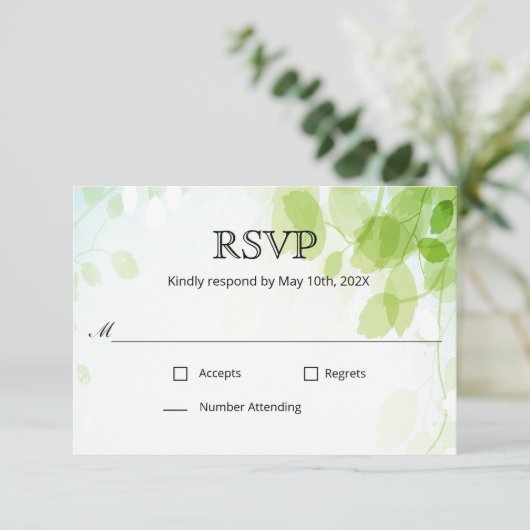 Mariage Feuille d'aquarelle printemps RSVP (Debout devant)
