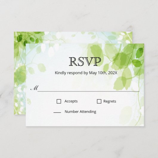Mariage Feuille d'aquarelle printemps RSVP (Devant / Derrière)
