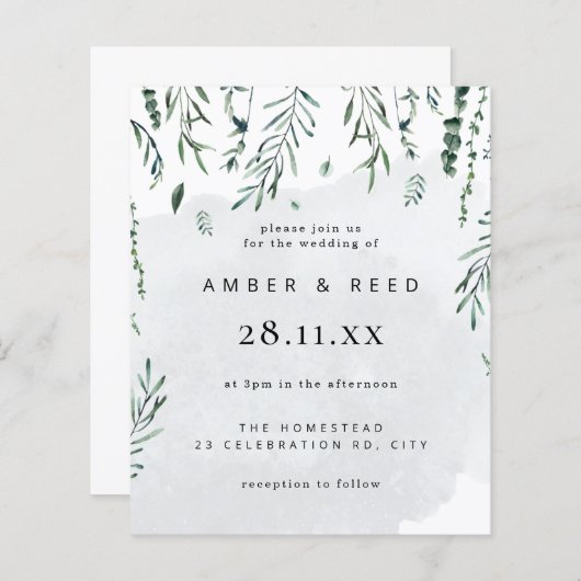 Mariage Feuille de chute d'aquarelle minimale du b (Devant / Derrière)