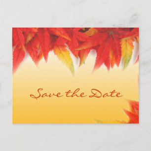Mariage feuille rouge automne sauf la date carte p