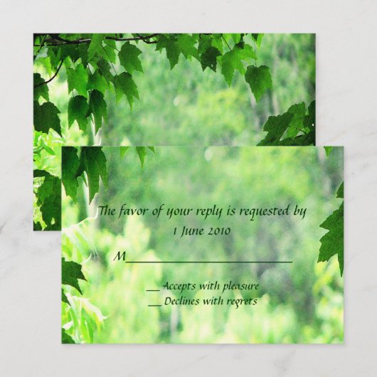 Mariage feuille RSVP (Devant / Derrière)