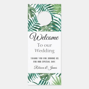 Mariage Feuille tropical Affichette de porte de bi
