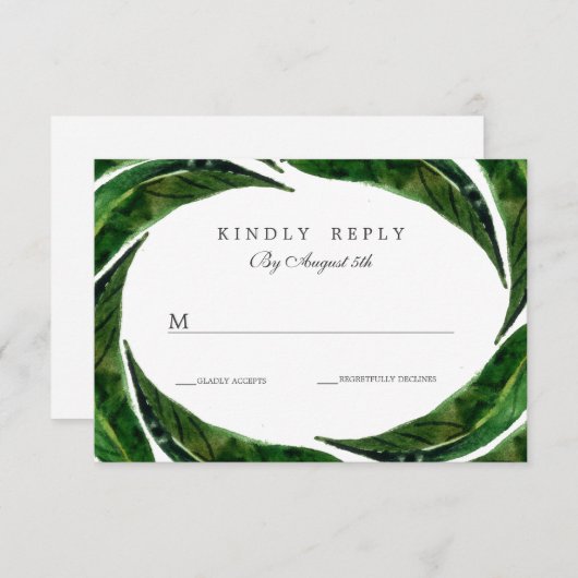 Mariage Feuille tropical moderne Bold RSVP | Sombr (Devant / Derrière)
