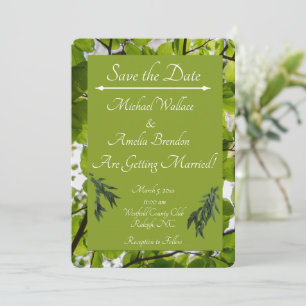 Mariage Feuille vert Enregistrer la carte de date