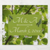 Mariage Feuille vert étincelant Étiquette bouteill (Étiquettes simples)