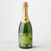 Mariage Feuille vert étincelant Étiquette bouteill (Devant)