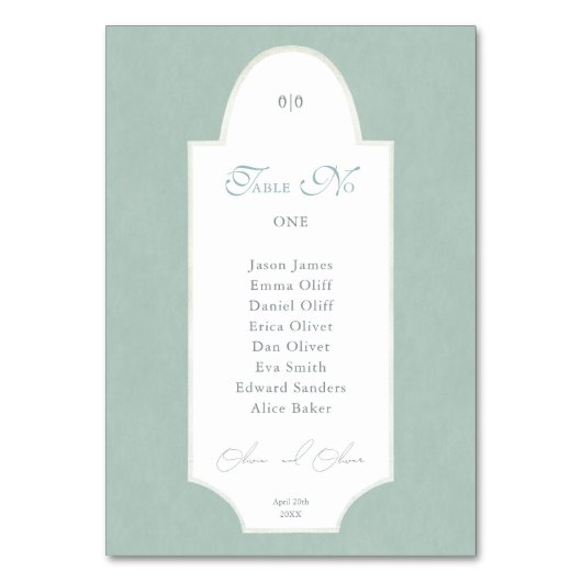 Mariage Feuille vert Numéro de table (Dos)