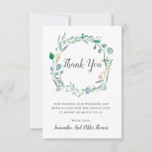 Mariage Feuilles et bourgeons d'aquarelle Carte de (Devant)