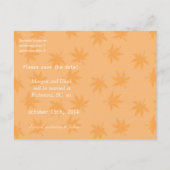 Mariage feuilles jaunes graphique d'automne, carte (Dos)