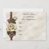 Mariage Fiançailles Invitation Antique Beige Rose (Dos)