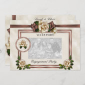 Mariage Fiançailles Invitation Antique Beige Rose (Devant / Derrière)