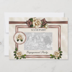 Mariage Fiançailles Invitation Antique Beige Rose