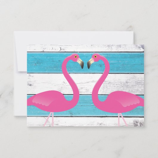 Mariage Flamant rose bleu et blanc RSVP (Dos)