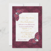 Mariage Flat Invitation Papillon Brocade rouge (Dos)