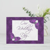 Mariage Flat Invitation Papillon Brocade violet (Debout devant)