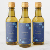 Mariage Fleur Bleu Fraîcheur Mini Étiquette à vin  (Bouteilles)