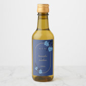 Mariage Fleur Bleu Fraîcheur Mini Étiquette à vin  (Devant)