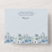 Mariage Fleur Bleu Poussière | Invitation Tout-En- (Verso)