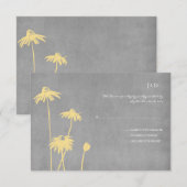 Mariage Fleur Chic Jaune et Gris RSVP (Devant / Derrière)