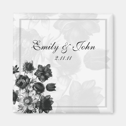 Mariage Fleur Élégant Favoriser les Magnets (Devant)