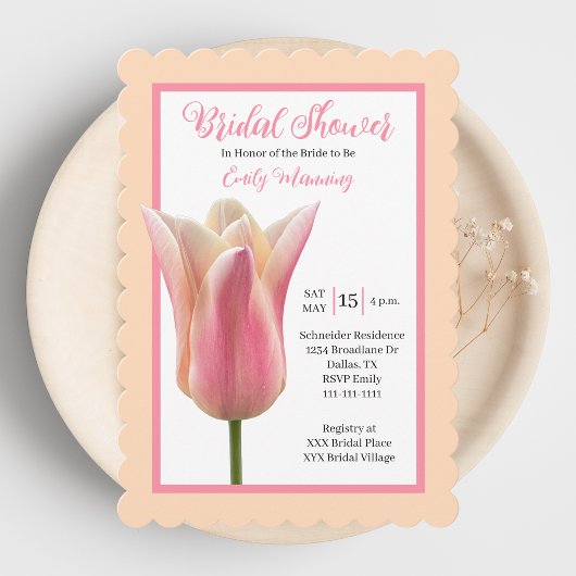 Mariage Fleur Romantique Tulipe Rose Invitation de