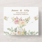 Mariage Fleur rose et blanc tout-en-un invitation (Verso)