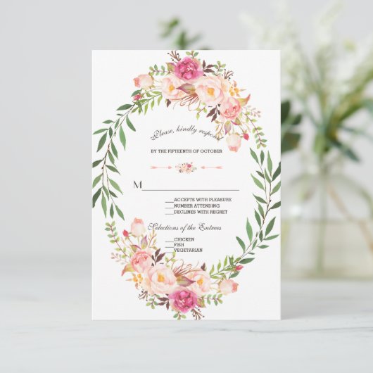 Mariage Fleur Rose Rustique Blush RSVP (Debout devant)