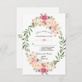 Mariage Fleur Rose Rustique Blush RSVP (Devant / Derrière)
