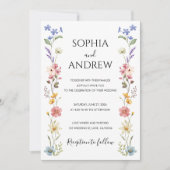 Mariage fleur sauvage Aquarelle Moderne Invitation (Devant)