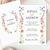 Mariage fleur sauvage Aquarelle Moderne Invitation