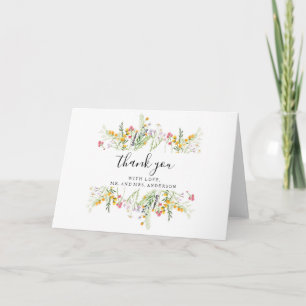 Mariage Fleur sauvage Boho Carte de remerciements