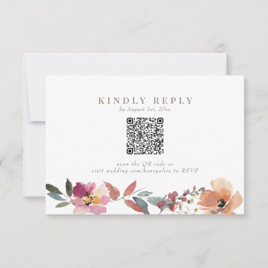 Mariage Fleur sauvage Boho QR Code carte RSVP (Devant)
