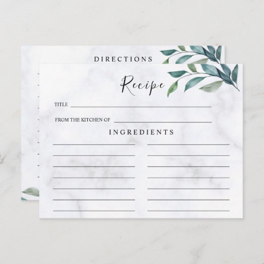 Mariage fleur sauvage, Carte Recette Boho (Devant / Derrière)