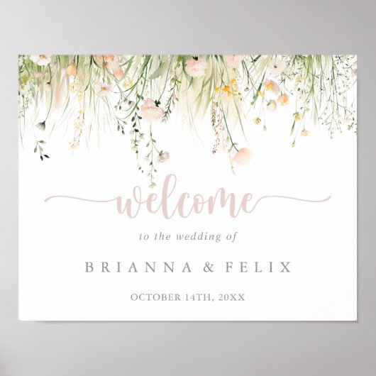 Mariage Fleur sauvage de verdure Boho Affiche de (Devant)