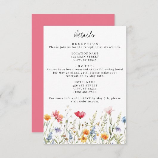 Mariage fleur sauvage Détails Carte de boîtier (Devant / Derrière)