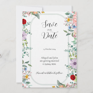 Mariage fleur sauvage Enregistrer la carte de date