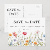 Mariage fleur sauvage Enregistrer la date Carte po (Devant / Derrière)