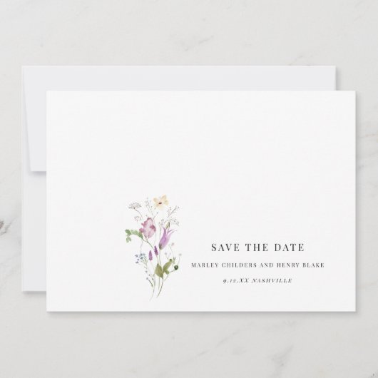 Mariage Fleur Sauvage Floral Save the Date  (Devant)