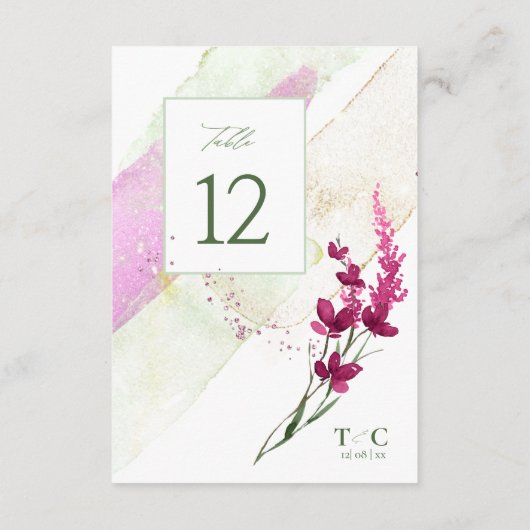 Mariage fleur sauvage Numéro de table Fuchsia ID95 (Dos)