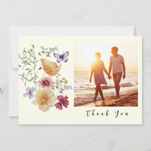 Mariage Fleur sauvage Tan Boho Carte de remercieme (Devant)