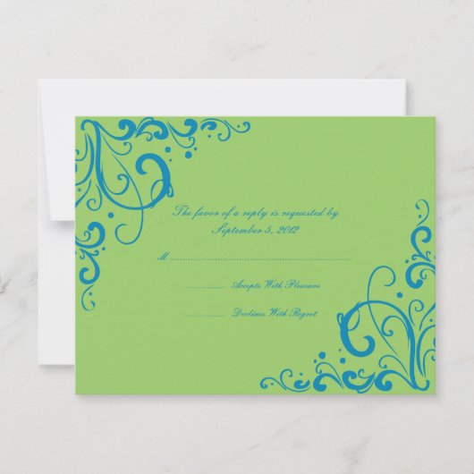 Mariage fleuri bleu et vert RSVP (Devant)