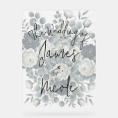 Mariage Fleurie Moderne Bleu Foncé & Blanc (Recto)