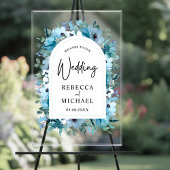 Mariage fleurs blanches bleues poussiéreuses éléga